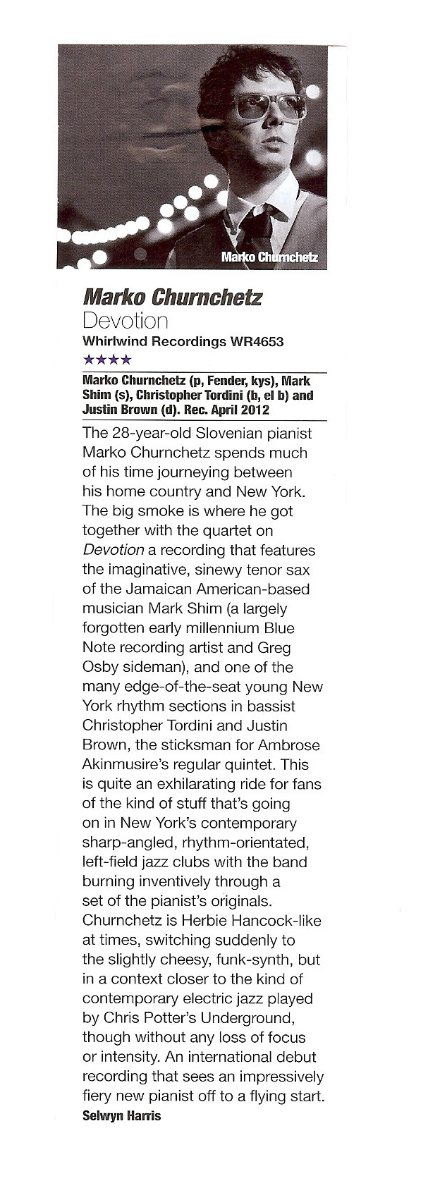 Jazzwise Sept 2014 - review  Devotion