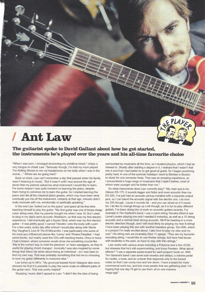 Jazzwise Aug 15 - The Player (Ant Law)