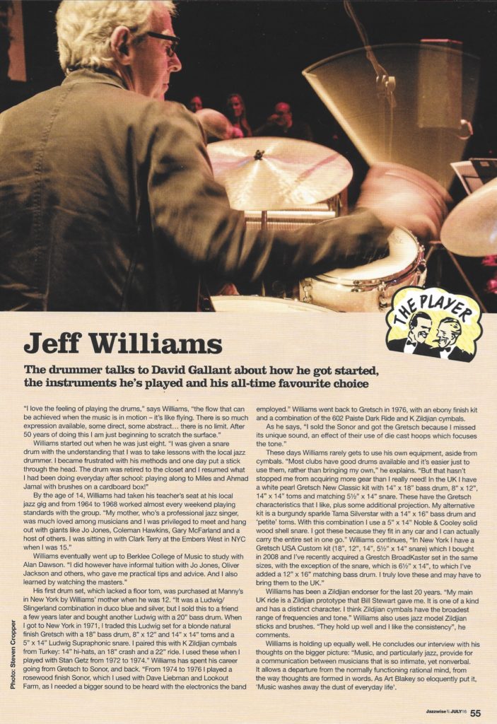 Jazzwise July 2016 The Player_Jeff Williams 2
